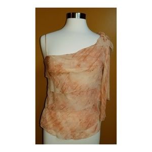 BCBG Max Azria One Shoulder Silk Top Size 8